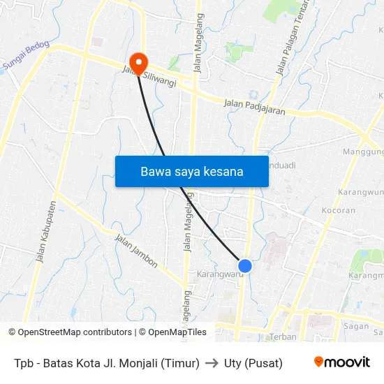 Tpb - Batas Kota Jl. Monjali (Timur) to Uty (Pusat) map