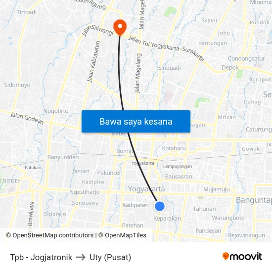 Tpb - Jogjatronik to Uty (Pusat) map