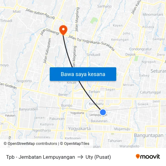 Tpb - Jembatan Lempuyangan to Uty (Pusat) map
