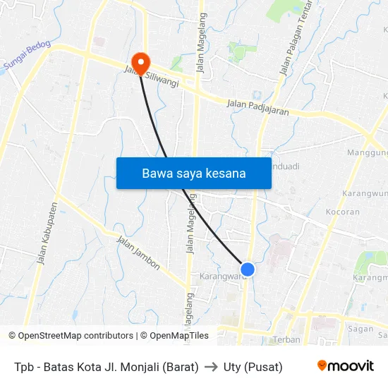 Tpb - Batas Kota Jl. Monjali (Barat) to Uty (Pusat) map