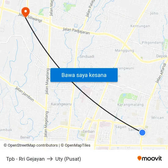 Tpb - Rri Gejayan to Uty (Pusat) map