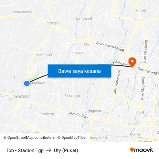 Tpb - Stadion Tgp to Uty (Pusat) map