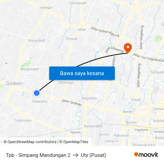 Tpb - Simpang Mandungan 2 to Uty (Pusat) map