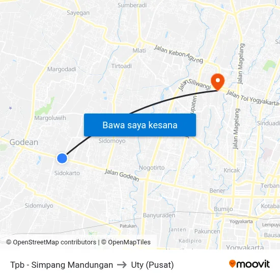 Tpb - Simpang Mandungan to Uty (Pusat) map
