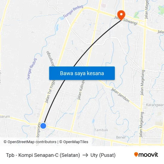 Tpb - Kompi Senapan-C (Selatan) to Uty (Pusat) map