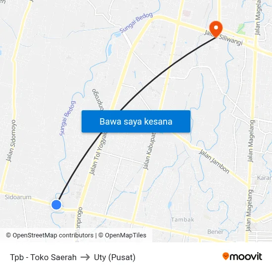 Tpb - Toko Saerah to Uty (Pusat) map