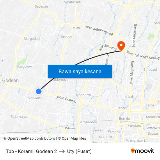 Tpb - Koramil Godean 2 to Uty (Pusat) map