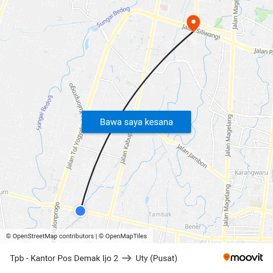 Tpb - Kantor Pos Demak Ijo 2 to Uty (Pusat) map