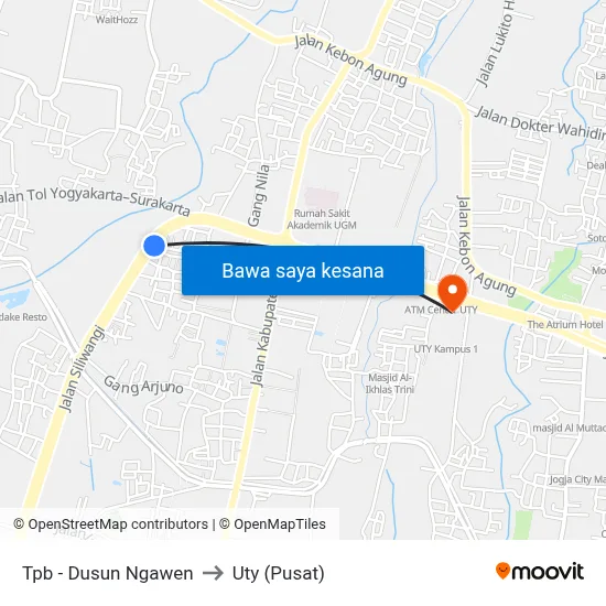 Tpb - Dusun Ngawen to Uty (Pusat) map