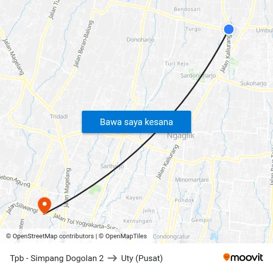 Tpb - Simpang Dogolan 2 to Uty (Pusat) map