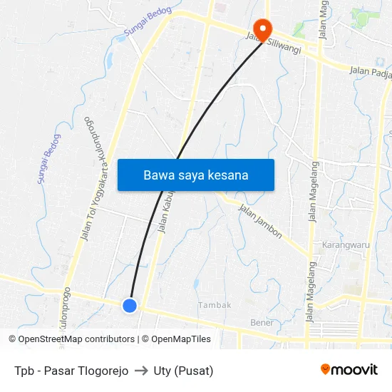 Tpb - Pasar Tlogorejo to Uty (Pusat) map