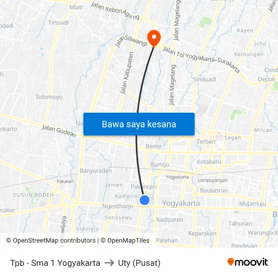 Tpb - Sma 1 Yogyakarta to Uty (Pusat) map