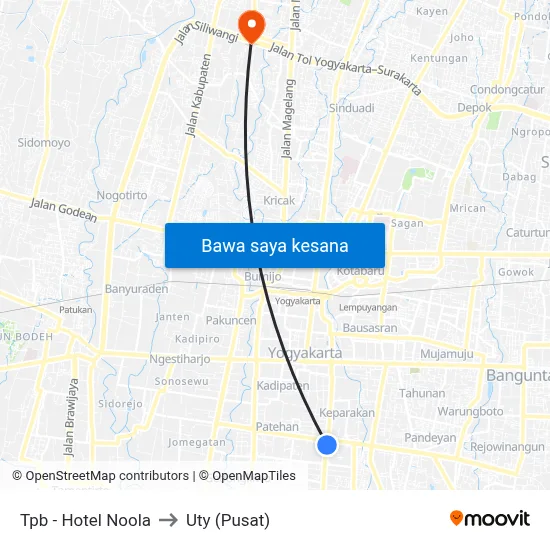 Tpb - Hotel Noola to Uty (Pusat) map