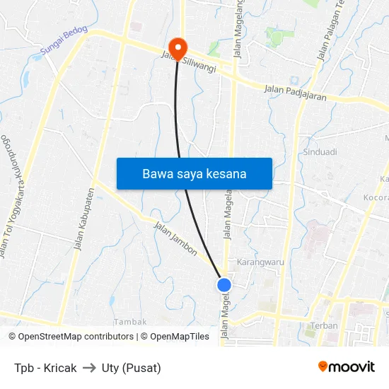 Tpb - Kricak to Uty (Pusat) map