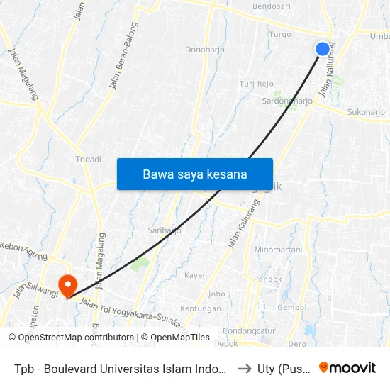 Tpb - Boulevard Universitas Islam Indonesia to Uty (Pusat) map