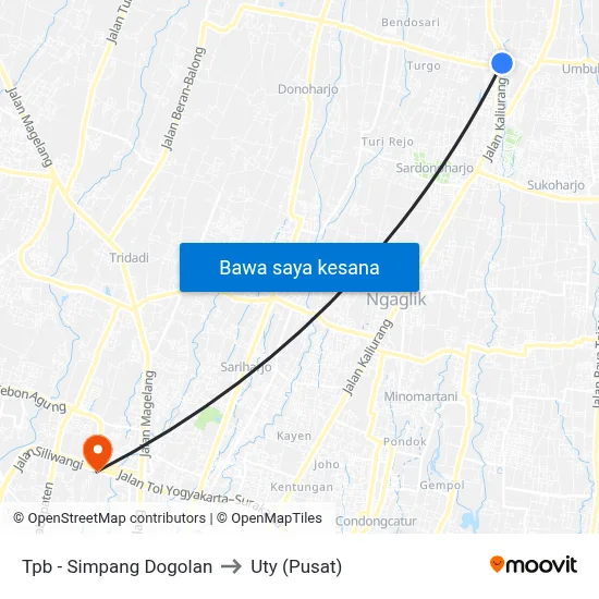 Tpb - Simpang Dogolan to Uty (Pusat) map