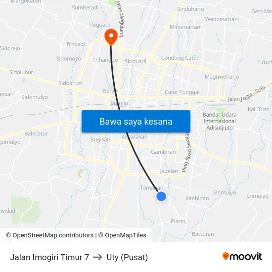 Jalan Imogiri Timur 7 to Uty (Pusat) map