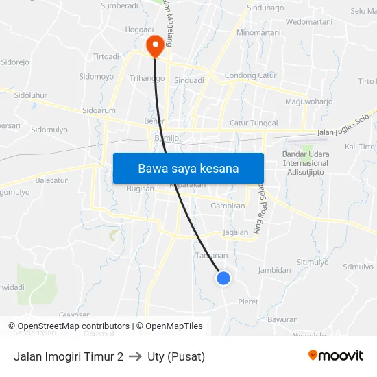 Jalan Imogiri Timur 2 to Uty (Pusat) map