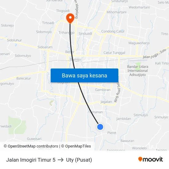 Jalan Imogiri Timur 5 to Uty (Pusat) map