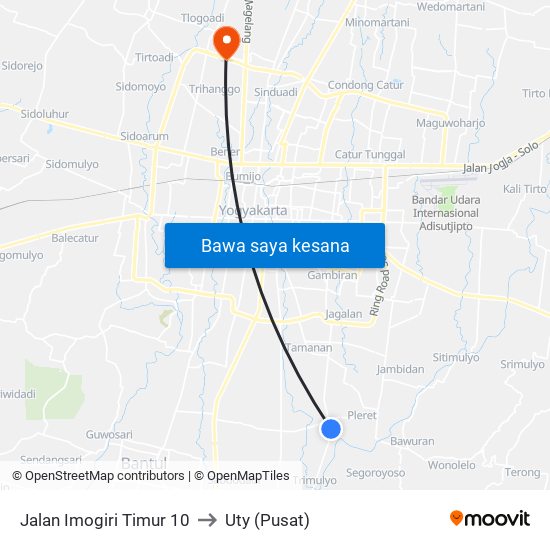 Jalan Imogiri Timur 10 to Uty (Pusat) map