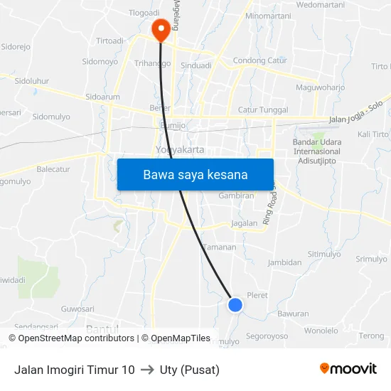 Jalan Imogiri Timur 10 to Uty (Pusat) map