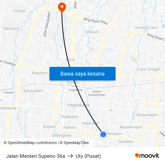 Jalan Menteri Supeno 36a to Uty (Pusat) map