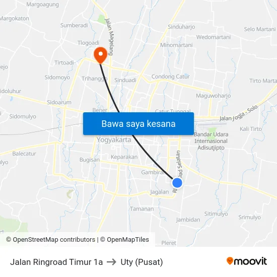 Jalan Ringroad Timur 1a to Uty (Pusat) map