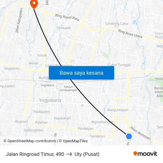 Jalan Ringroad Timur, 490 to Uty (Pusat) map