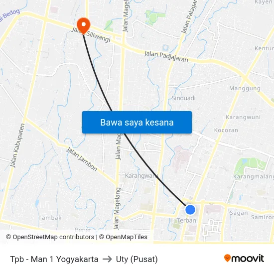 Tpb - Man 1 Yogyakarta to Uty (Pusat) map