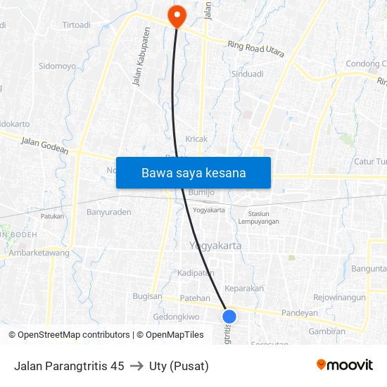 Jalan Parangtritis 45 to Uty (Pusat) map