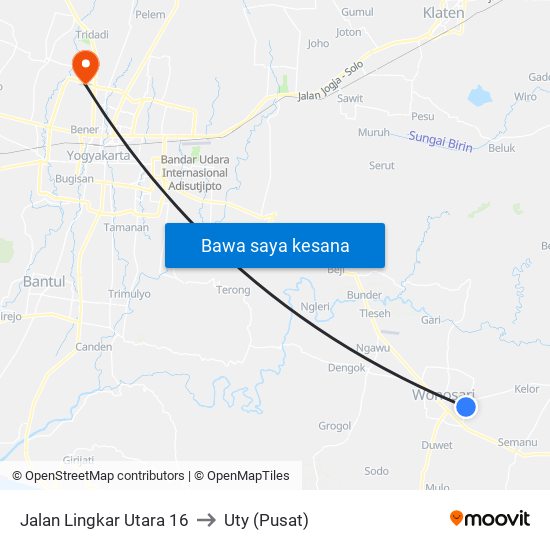 Jalan Lingkar Utara 16 to Uty (Pusat) map