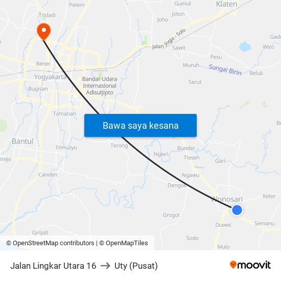 Jalan Lingkar Utara 16 to Uty (Pusat) map