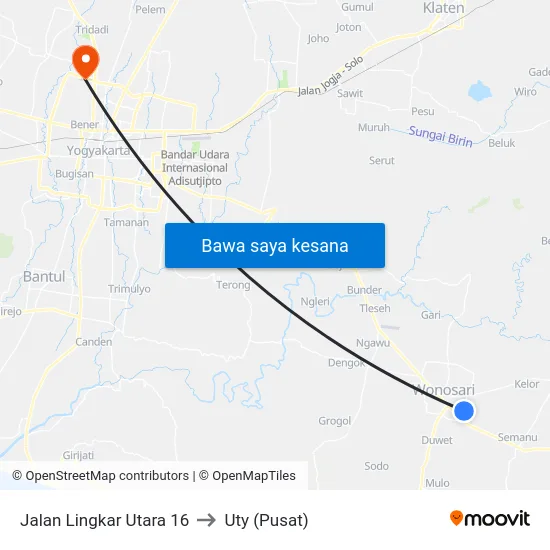 Jalan Lingkar Utara 16 to Uty (Pusat) map