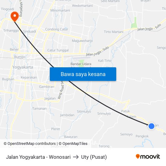 Jalan Yogyakarta - Wonosari to Uty (Pusat) map