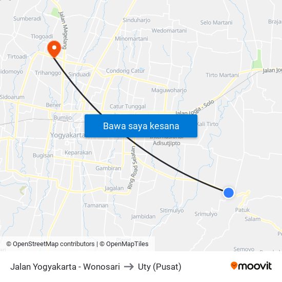 Jalan Yogyakarta - Wonosari to Uty (Pusat) map