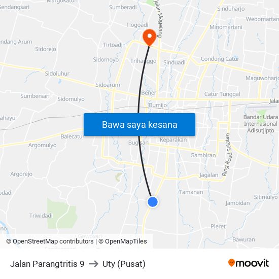 Jalan Parangtritis 9 to Uty (Pusat) map