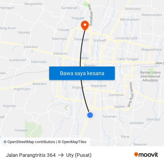 Jalan Parangtritis 364 to Uty (Pusat) map