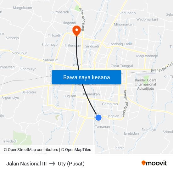 Jalan Nasional III to Uty (Pusat) map