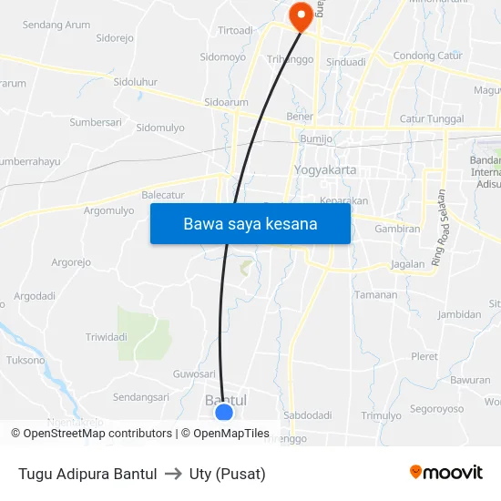 Tugu Adipura Bantul to Uty (Pusat) map
