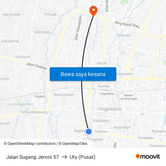 Jalan Sugeng Jeroni 57 to Uty (Pusat) map