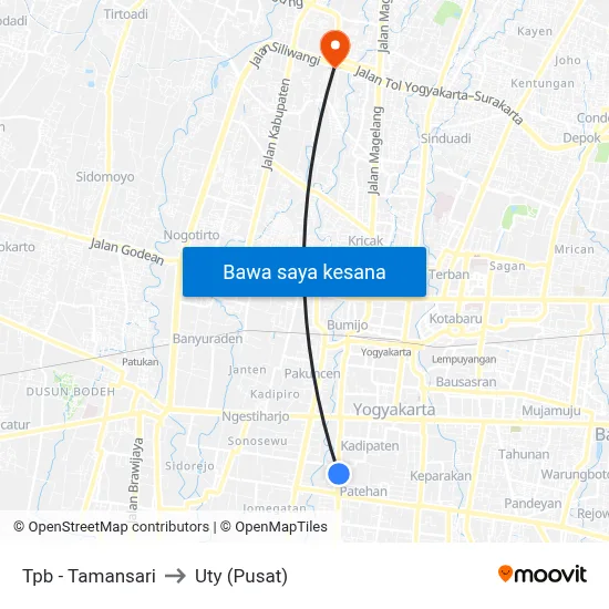 Tpb - Tamansari to Uty (Pusat) map