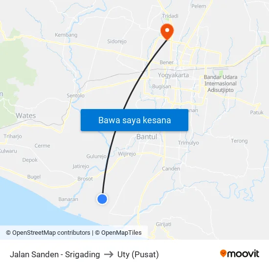 Jalan Sanden - Srigading to Uty (Pusat) map