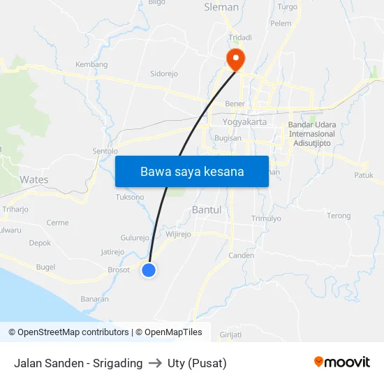 Jalan Sanden - Srigading to Uty (Pusat) map