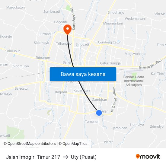 Jalan Imogiri Timur 217 to Uty (Pusat) map