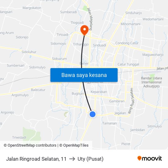 Jalan Ringroad Selatan, 11 to Uty (Pusat) map