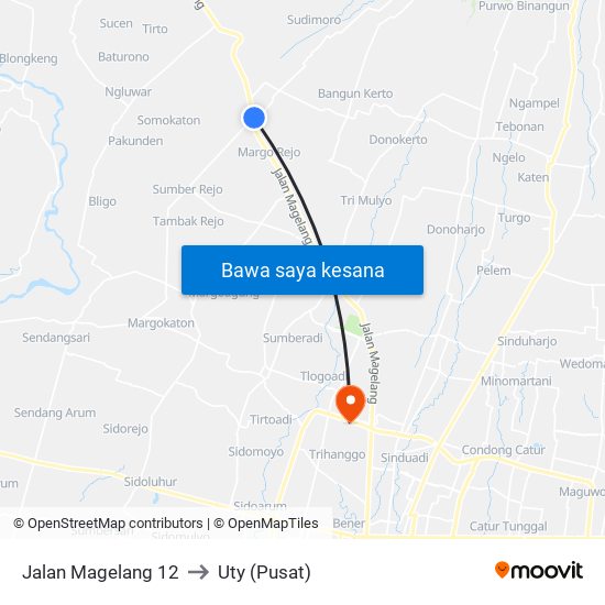 Jalan Magelang 12 to Uty (Pusat) map