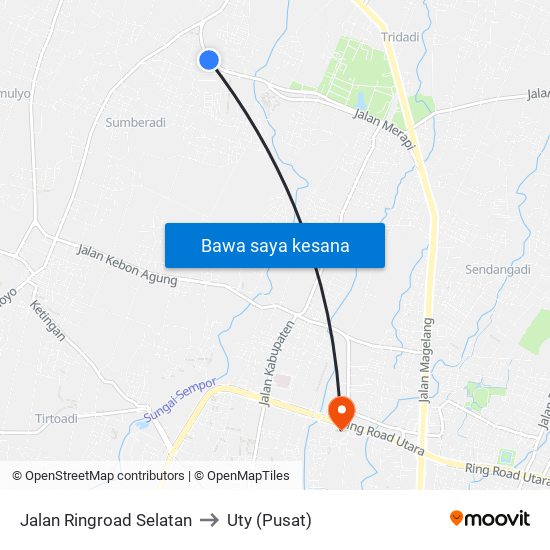 Jalan Ringroad Selatan to Uty (Pusat) map