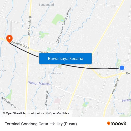 Terminal Condong Catur to Uty (Pusat) map