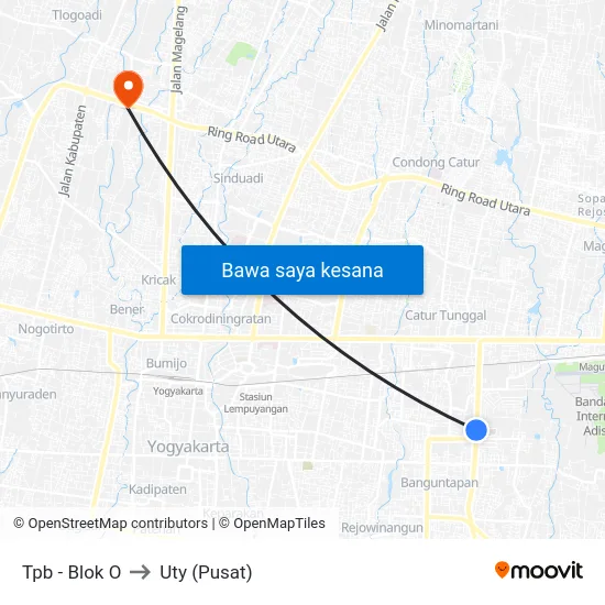 Tpb - Blok O to Uty (Pusat) map
