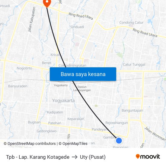 Tpb - Lap. Karang Kotagede to Uty (Pusat) map